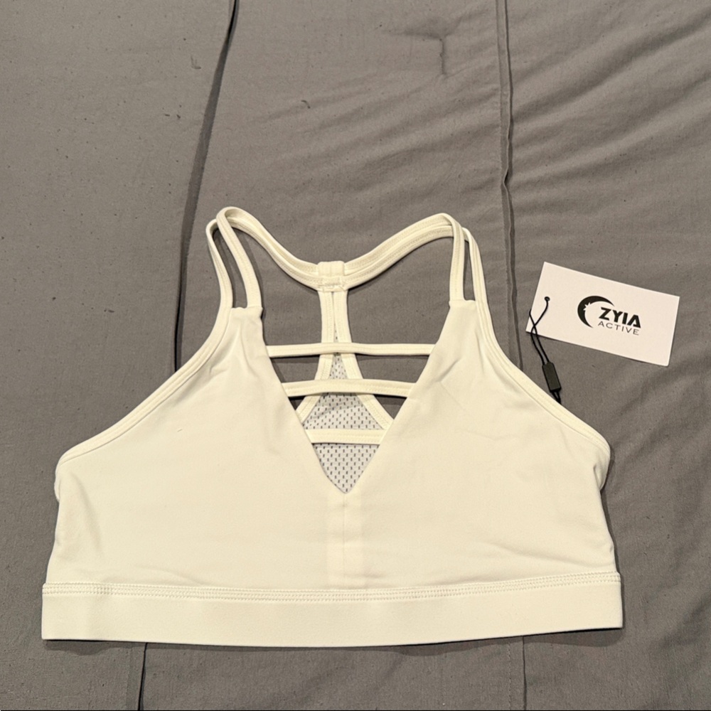 ZYIA Active White Strappy Sports Bra